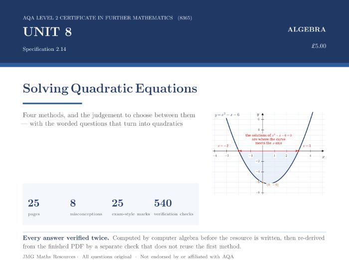 AQA Level 2 Further Maths - Quadratic Equations