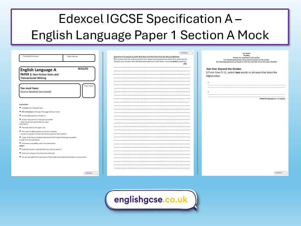 Edexcel IGCSE English Language Paper 1 Mock