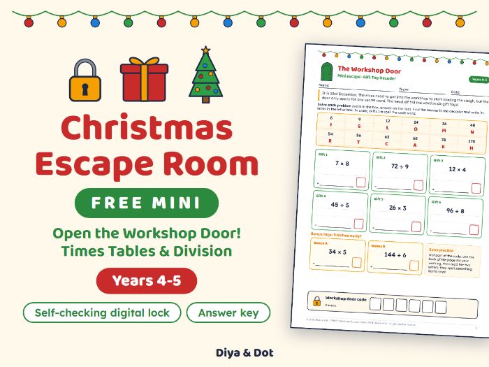 FREE Christmas Maths Escape Room Y4-5