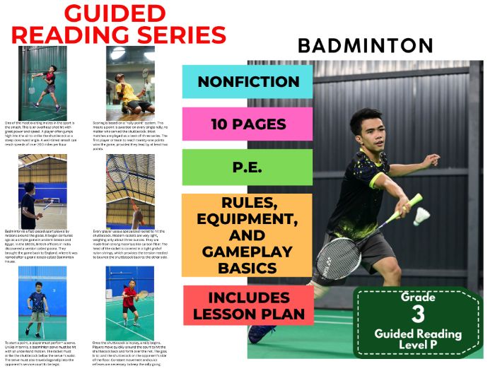 Guided Reading Level P - Badminton (with Lesson Plan)