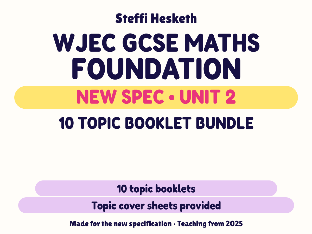 WJEC New Spec Maths Foundation Unit 2 – 10 Topic Booklet Bundle