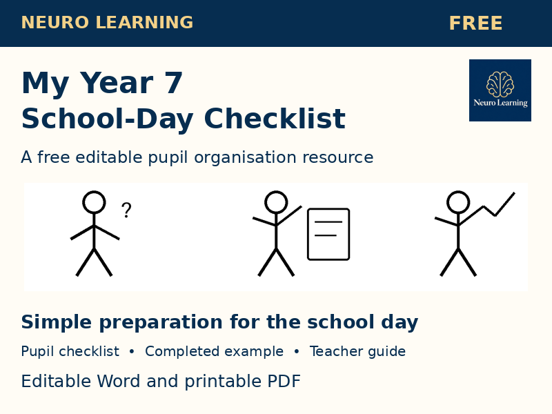 My Year 7 School-Day Checklist | FREE Editable Organisation Resource