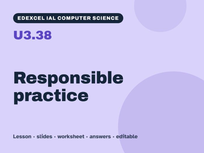 Edexcel IAL Computer Science – U3.38 Responsible practice – Lesson & Worksheet