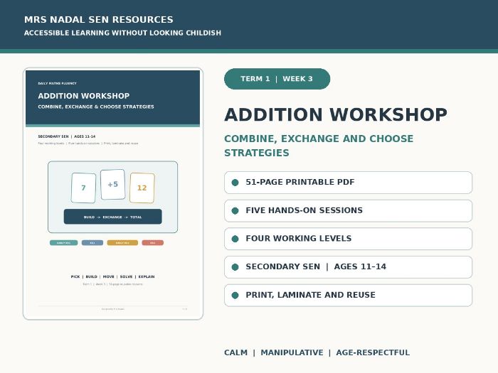 SEN Maths Fluency Week 3 | Addition Workshop