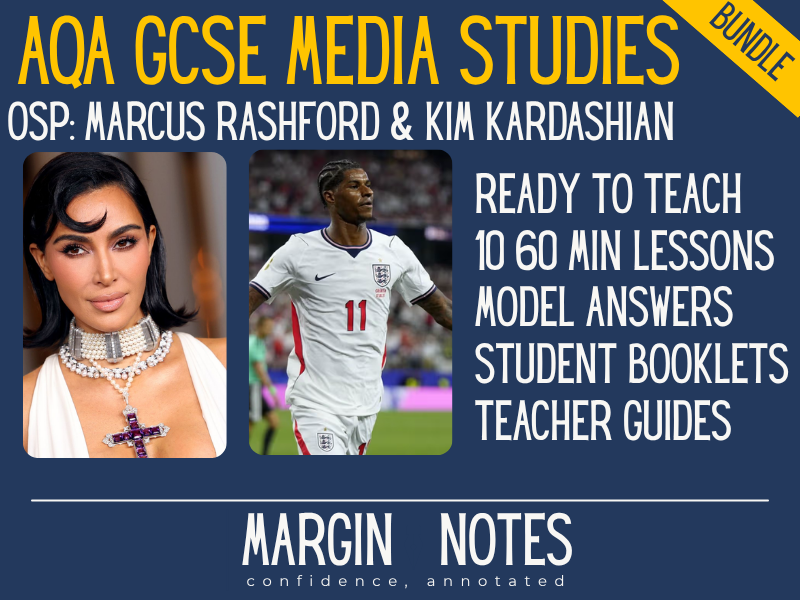 AQA GCSE Media Studies (8572) Online Media CSP Bundle | Kim Kardashian + Marcus Rashford | 10 Lessons