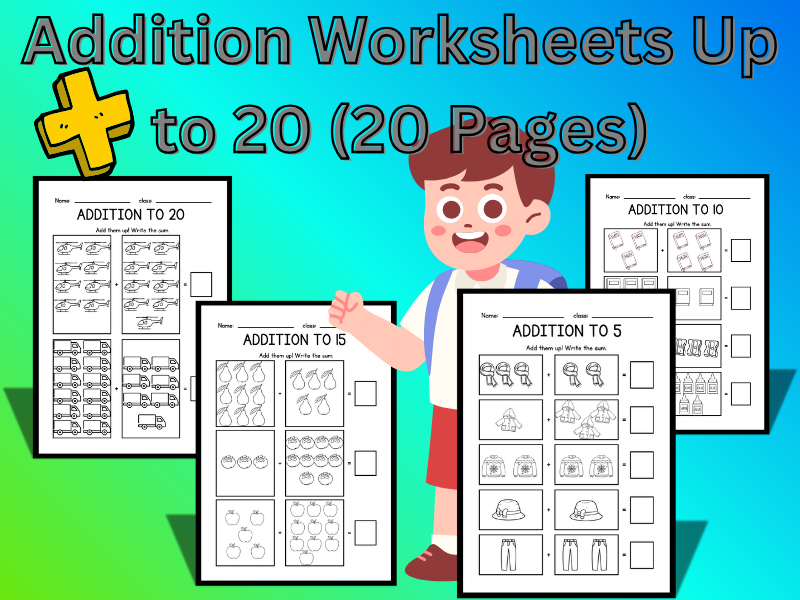 Addition Worksheets Up to 20 | 20 Pages
