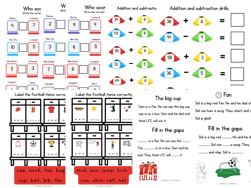 Football Frenzy Activity Pack – Times Tables, Maths, Phonics & CVC Worksheets | Football Colouring
