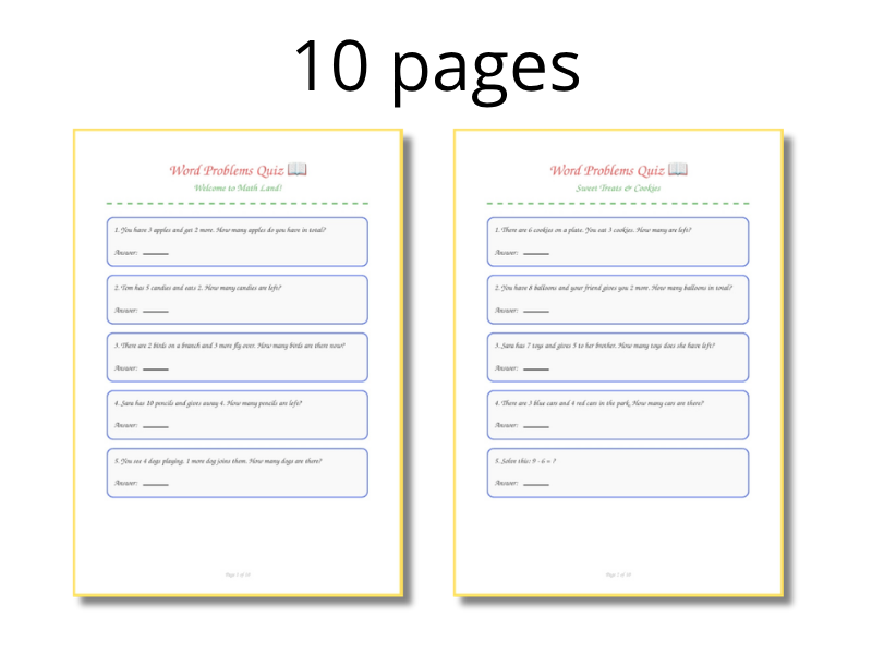 50 Early Years Word Problems