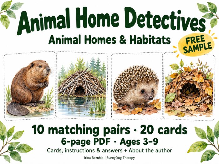 **Animal Home Detectives – FREE Animal Homes Matching Cards**