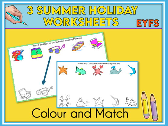 3 Summer Holiday Worksheets for EYFS
