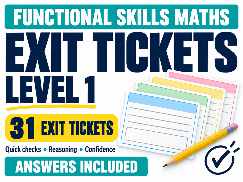 Functional Skills Maths Level 1 – 31 Exit Tickets with Answers