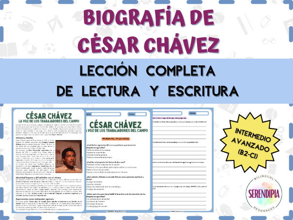 César Chávez Biografía Lectura | César Chávez Spanish Reading Comprehension | Líderes Civiles