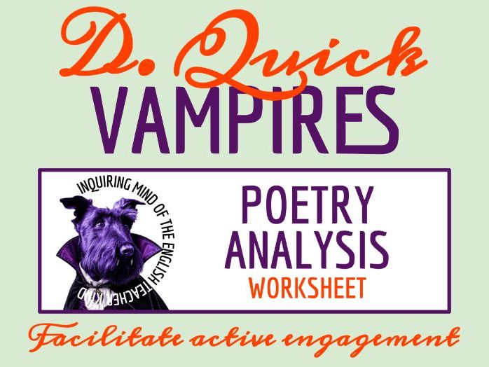 "Vampires" by Dorothy Quick Poetry Analysis Worksheet | Halloween Poem Activity