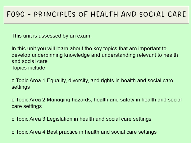 OCR CTEC Health and Social Care - F090 - Full Unit