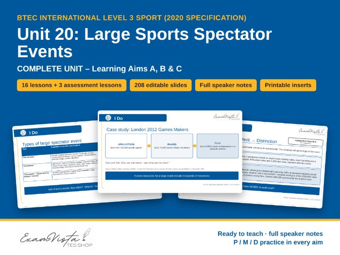 Large Sports Spectator Events | BTEC International Level 3 Sport Unit 20 | Complete Unit