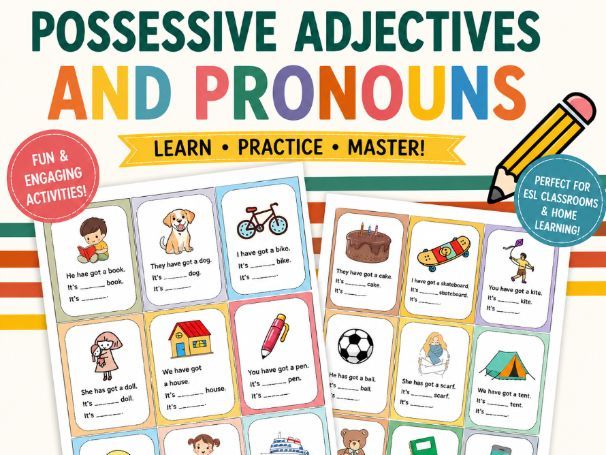 Possessive Pronouns and Possessive Adjectives Worksheets | Grammar Practice