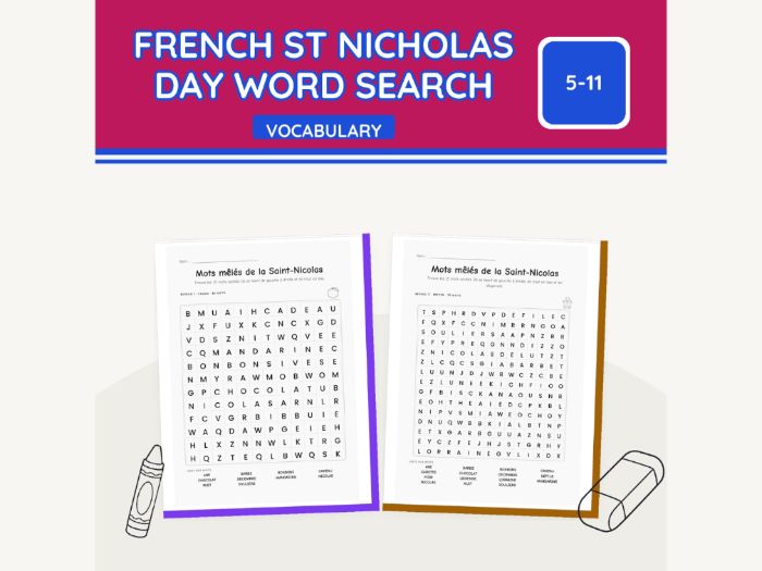 French St Nicholas Day Word Search | 8 Sheets
