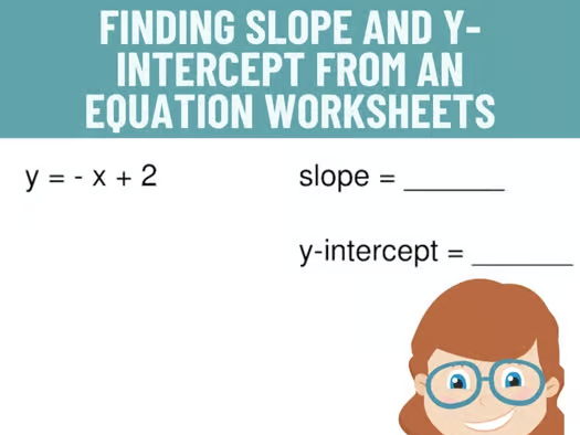 Linear Functions - Finding Slope and Y-intercept from an Equation Worksheets