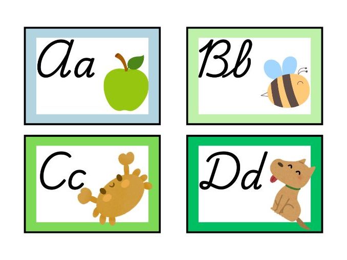 Beautiful Alphabet Classroom Poster Cursive Handwriting Style (back to school)