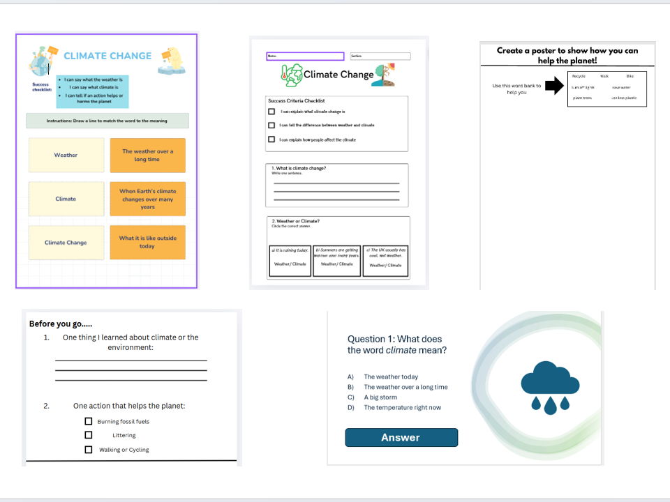 Climate Change & Caring for the Environment - Level 1 CfE Lesson Pack