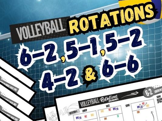 6-2, 5-1, 5-2, 4-2, & 6-6 Volleyball Rotation Sheets | 51 Printable PDF Download | Volleyball Court