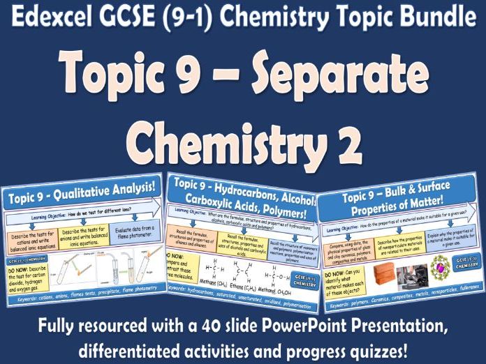 Edexcel GCSE (9-1) Chemistry Topic 9 Bundle