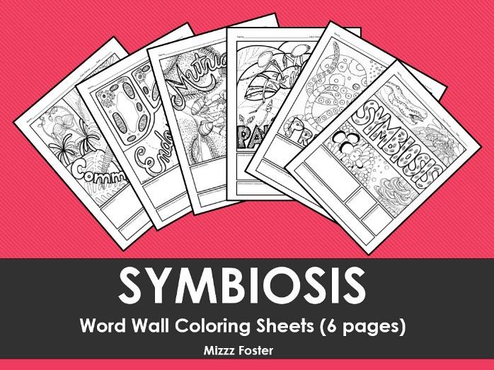 Symbiosis Word Wall Coloring Sheets (6 pages)