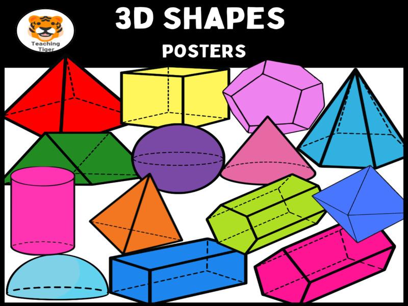 3D Shapes Poster | Faces, Edges and Vertices | KS1 and KS2 Maths Display UK