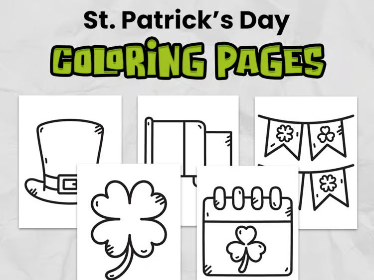St Patrick's Day Coloring Pages | Seasonal Print & Go Activity for Elementary