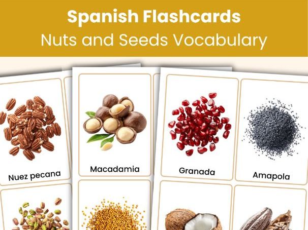 Spanish Nuts and Seeds Flashcards | 32 Real Photo Vocabulary Cards