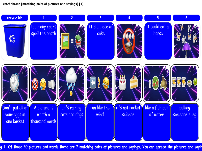 catchphrase [matching pairs of pictures and sayings] [1]