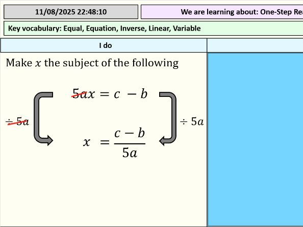 One-Step Rearranging of Formulae (Full Lesson)