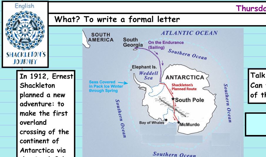 22 Lesson English unit ‘Shackleton’s Journey’ by William Grill Year