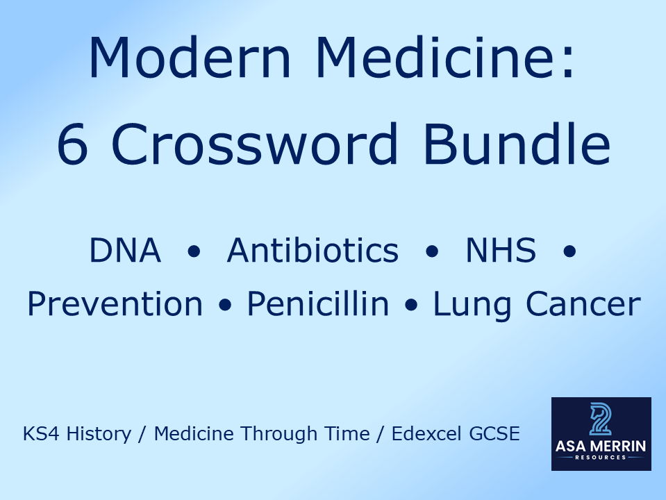 GCSE Medicine Through Time | Modern | 6 Crossword Bundle | Retrieval Practice