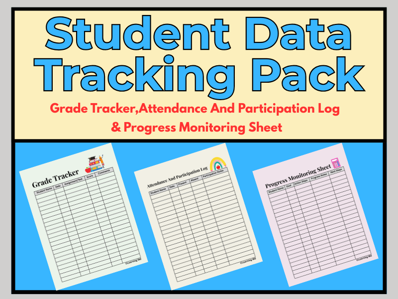 Student Data Tracking Pack | Grades, Attendance & Progress
