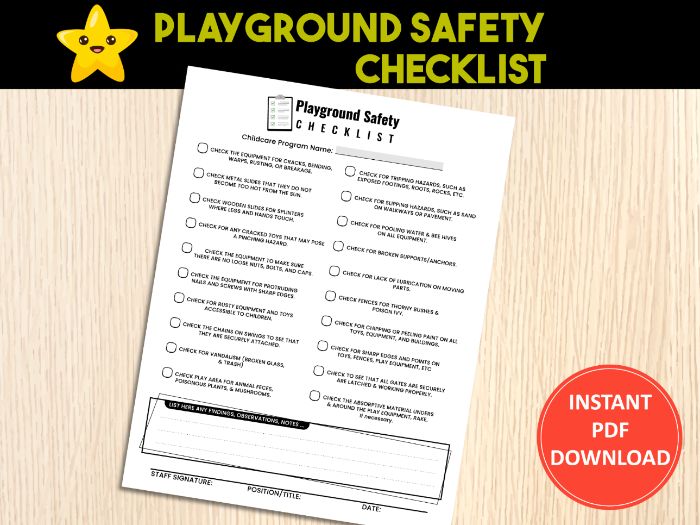 Playground Inspection Checklist | Safety Log for Daycare, Preschool & Childcare Centers