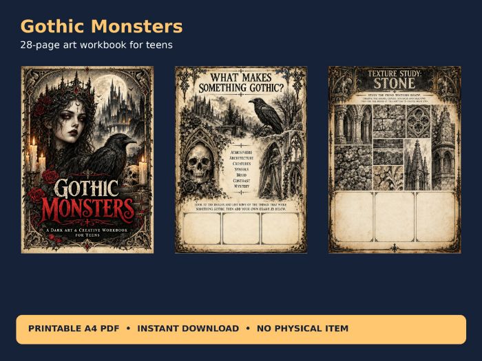 Gothic Monsters Art Workbook for Teens