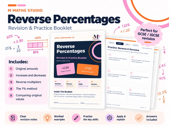 Reverse Percentages | Revision Booklet
