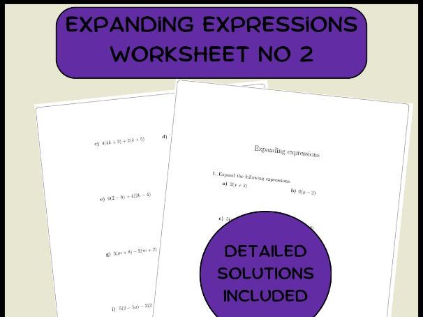 Expanding expressions worksheet no 2 (with solutions)