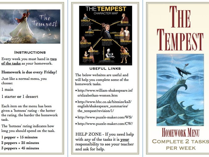 the tempest homework tasks