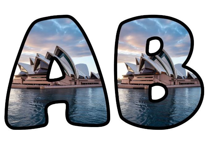 Sydney Opera House Geography Lettering Set for Classroom Display | Upper & Lowercase, 0-9 and Signs
