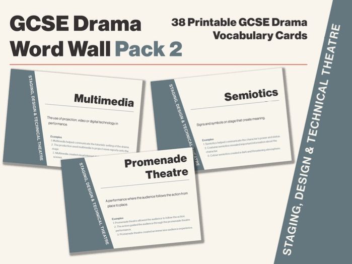 GCSE Drama Word Wall Pack 2 | Staging, Design & Technical Theatre