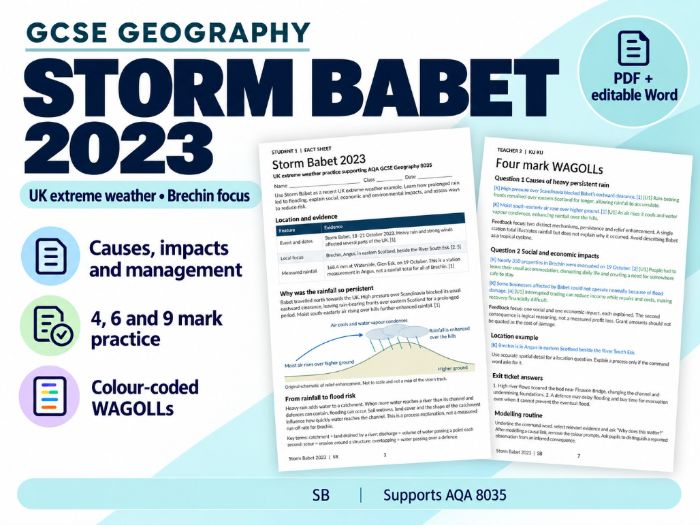 Storm Babet 2023 | AQA GCSE Geography | UK Extreme Weather, Exam Practice & WAGOLLs