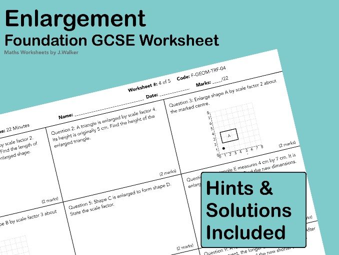 GCSE Maths Worksheet: Enlargement - Foundation Tier