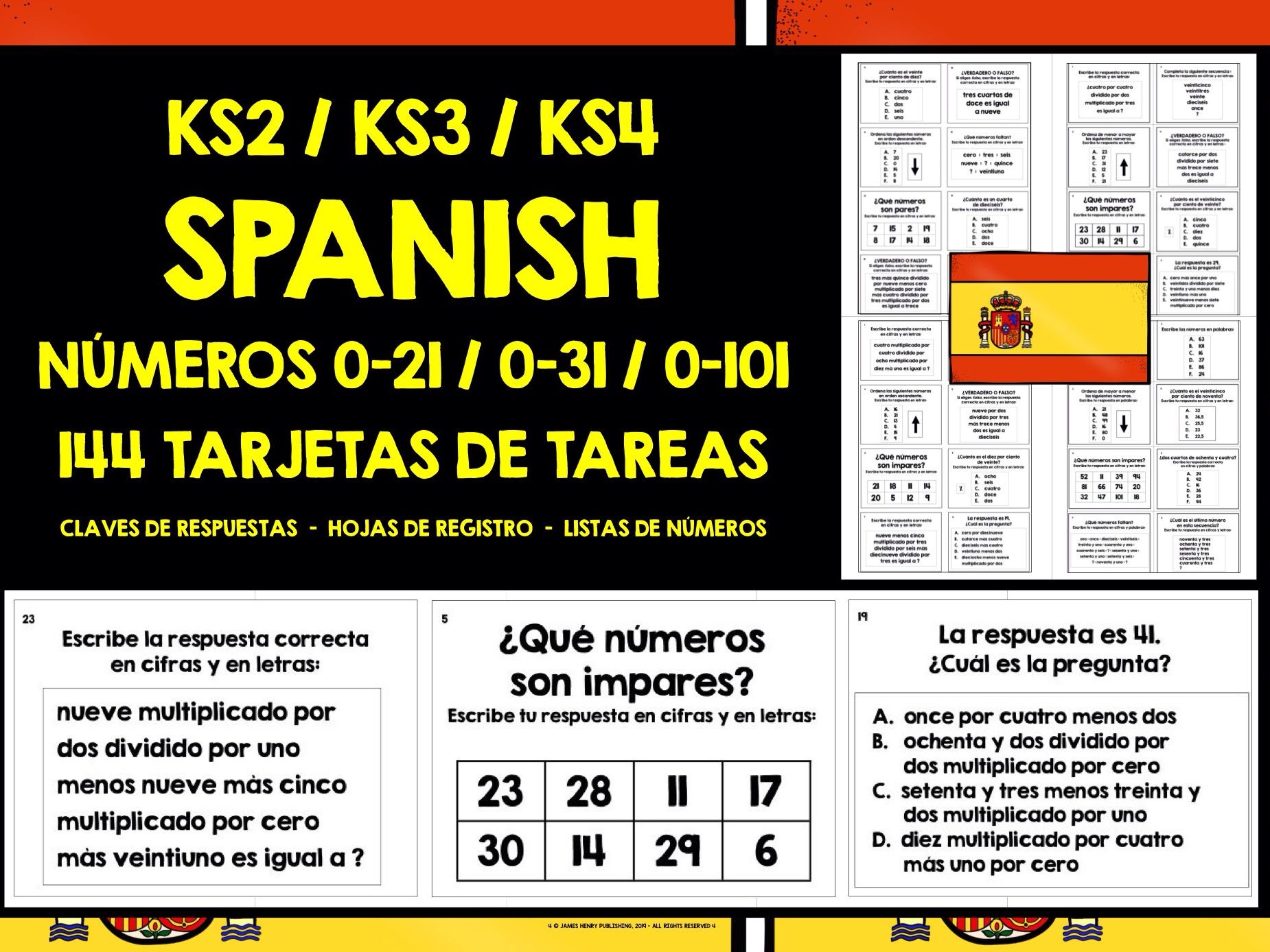 SPANISH NUMBERS CHALLENGE CARDS MINI-BUNDLE
