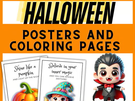 Halloween Poster And Coloring Activities Worksheets