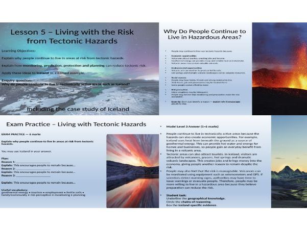 AQA GCSE Geography Lesson 5 Living with the risk of tectonic hazards.