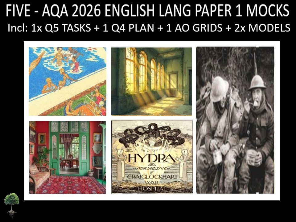 FIVE - AQA PAPER 1 | 2026 FULL MOCKS | Q5 TASKS | Q4 PLAN |AO GRIDS | MODELS