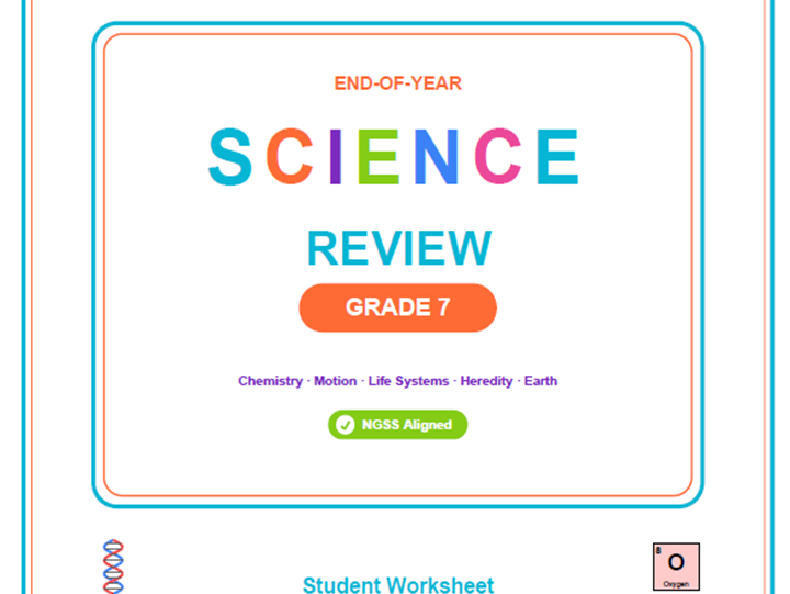 7th Grade End of Year Science Review Worksheets & Games | NGSS Aligned