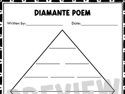 Blank Diamante Poem Template - Printable
